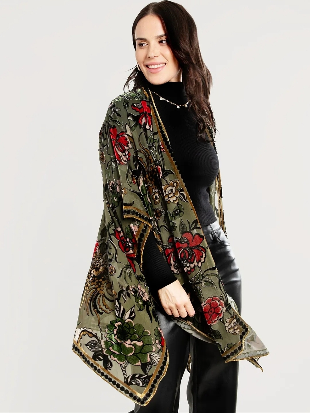 Free People Muse Burnout Velvet Kimono Duster